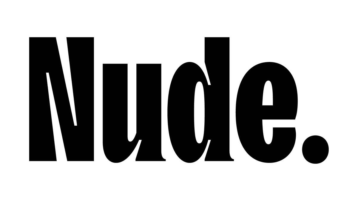 Logotipo Nude em preto – wordmark da marca de bebida de aveia plant-based HeyNude