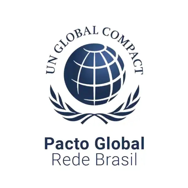 Logotipo do Pacto Global da ONU – compromisso da HeyNude com os Objetivos de Desenvolvimento Sustentável e os dez princípios de direitos humanos e meio ambiente